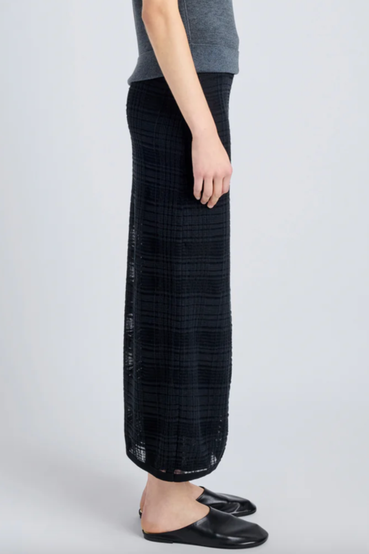 Elsa Skirt in Plaid Knits - Black