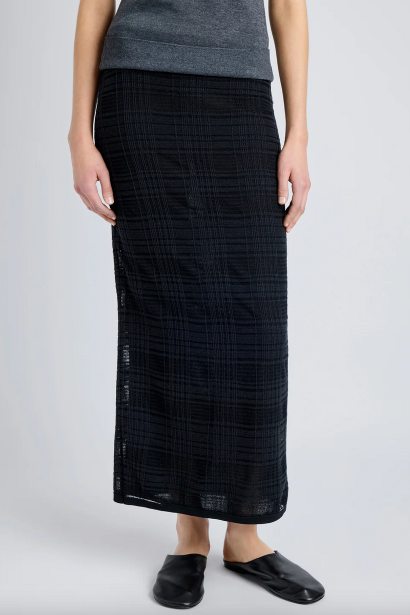 Elsa Skirt in Plaid Knits - Black