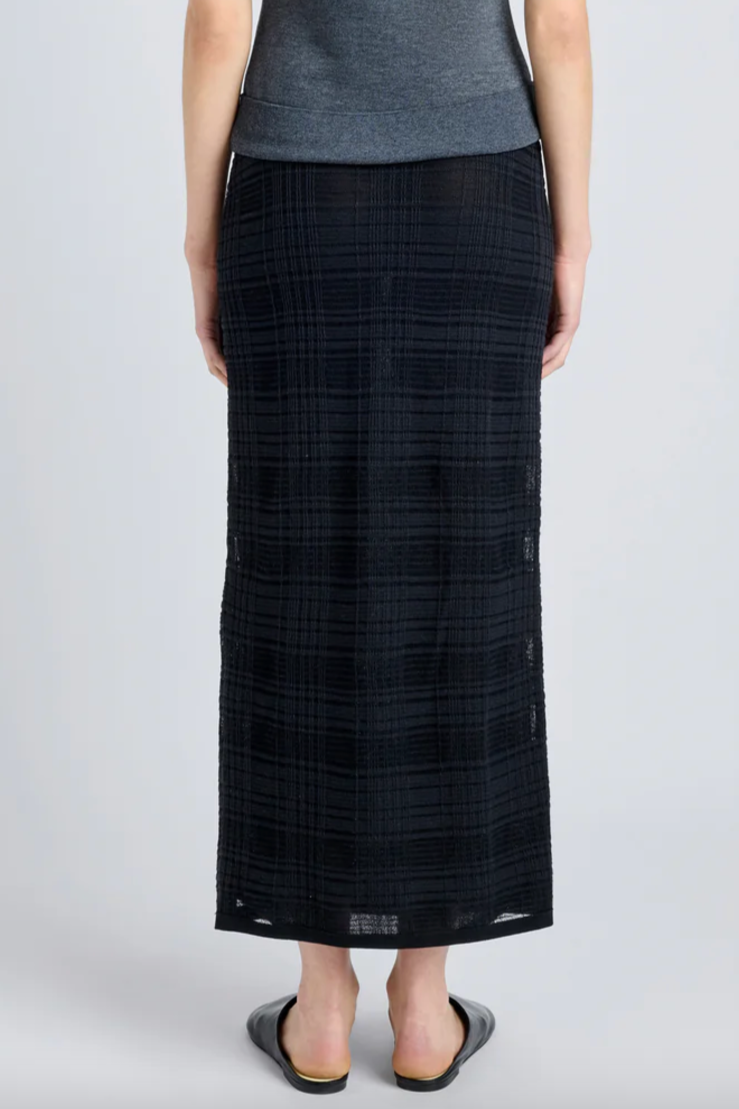 Elsa Skirt in Plaid Knits - Black