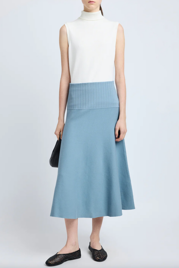 Katalina Skirt in Souffle Knit - Lark Blue