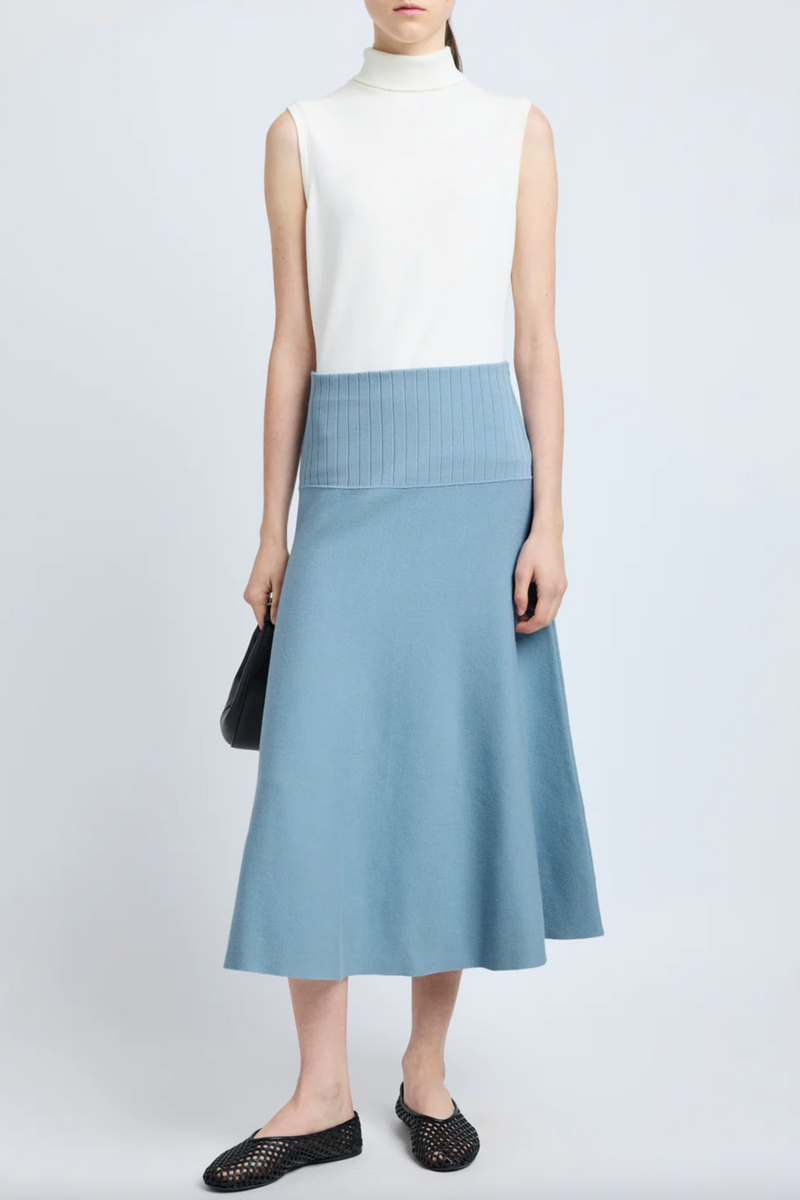 Katalina Skirt in Souffle Knit - Lark Blue