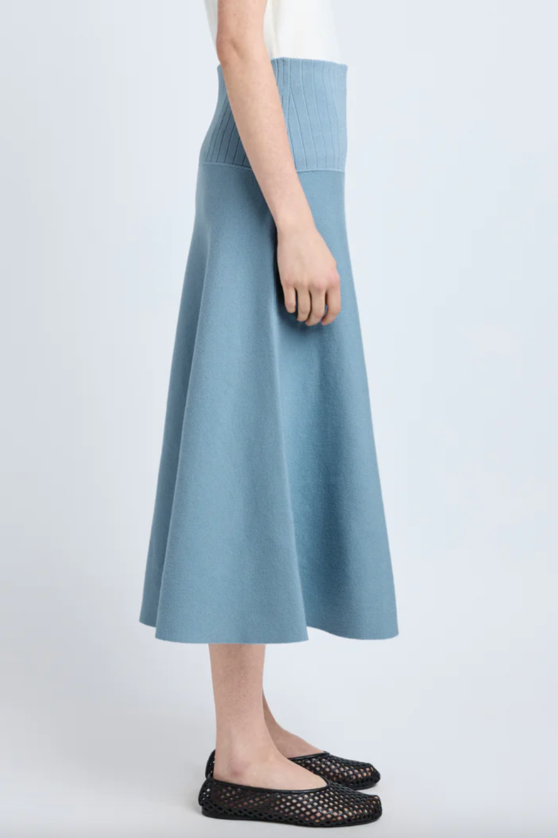 Katalina Skirt in Souffle Knit - Lark Blue