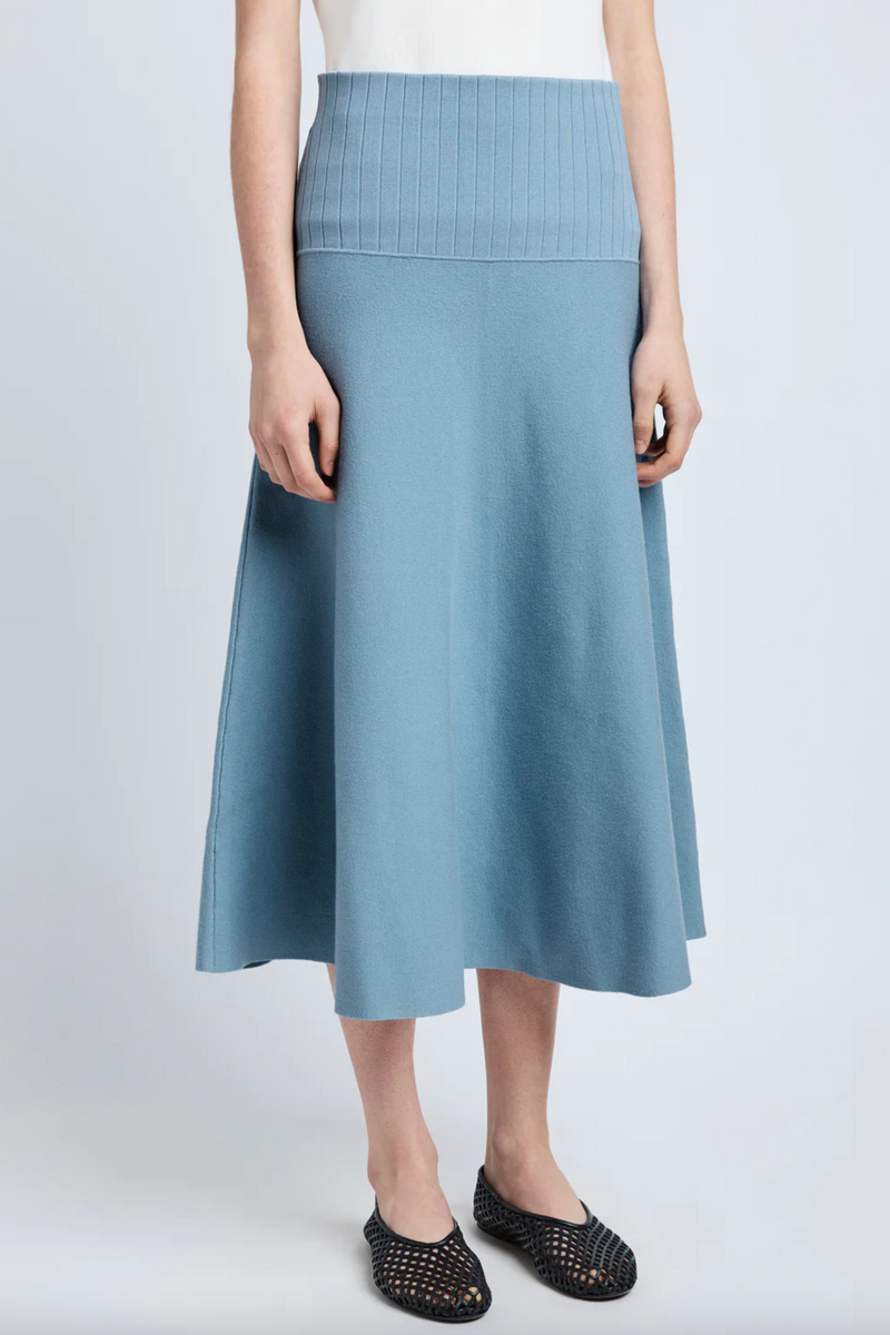 Katalina Skirt in Souffle Knit - Lark Blue