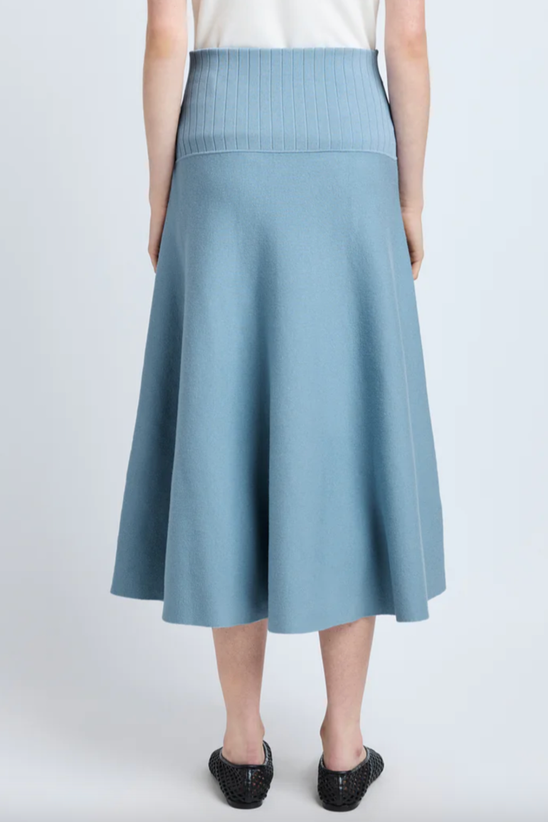 Katalina Skirt in Souffle Knit - Lark Blue