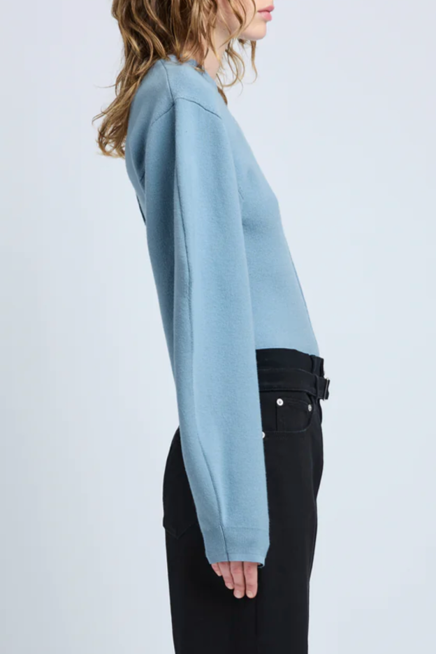 Carolina Sweater in Souffle Knit - Lark Blue