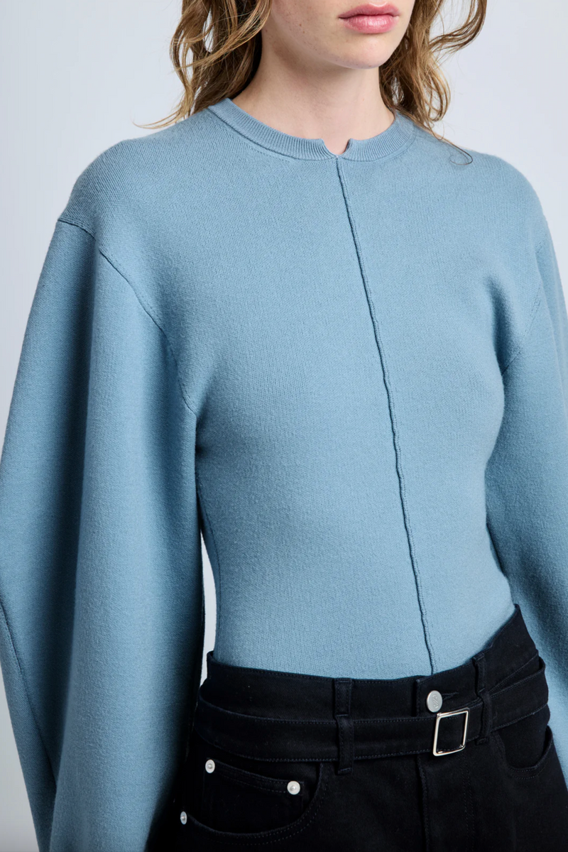 Carolina Sweater in Souffle Knit - Lark Blue