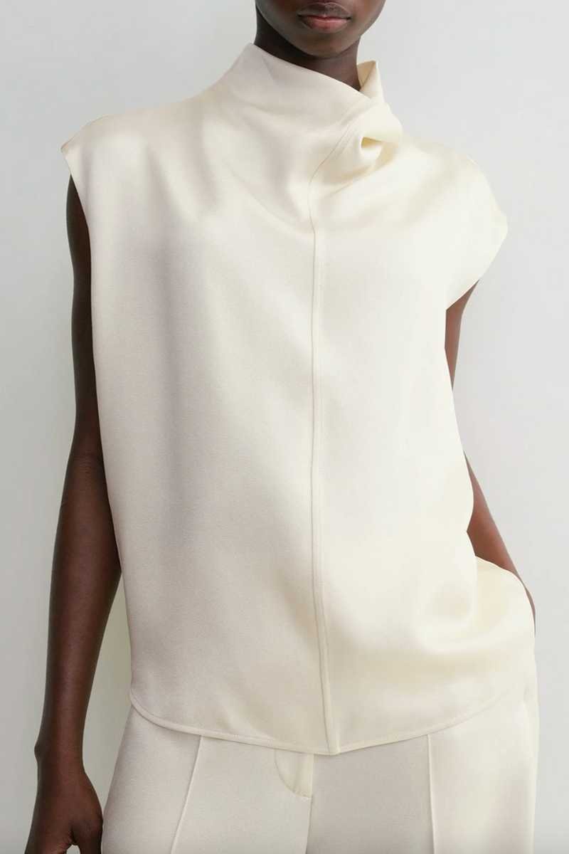 Sleeveless Funnel Neck Top - Macadamia