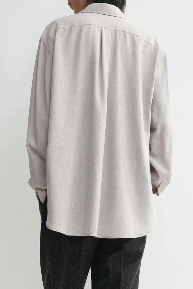 Relaxed Wool Viscose Shirt - Pale Grey Melange