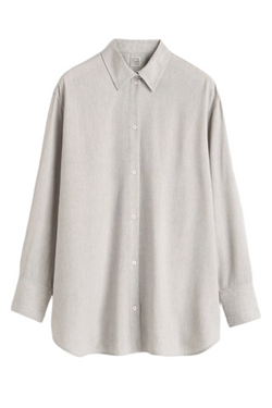 Relaxed Wool Viscose Shirt - Pale Grey Melange