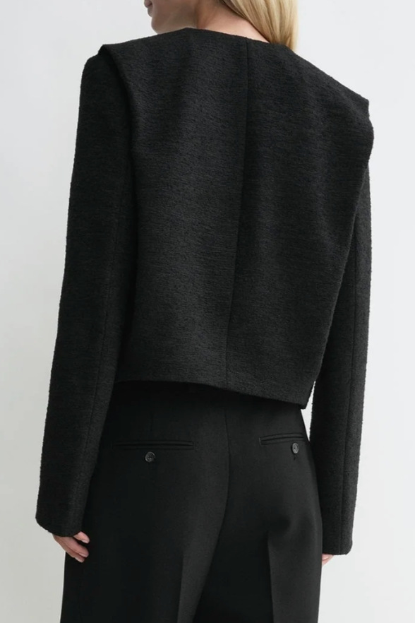 Cropped Bouclé  Jacket - Black