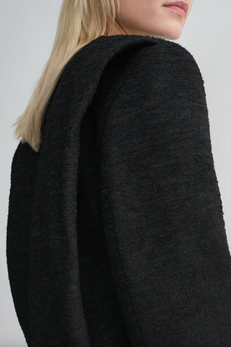 Cropped Bouclé  Jacket - Black