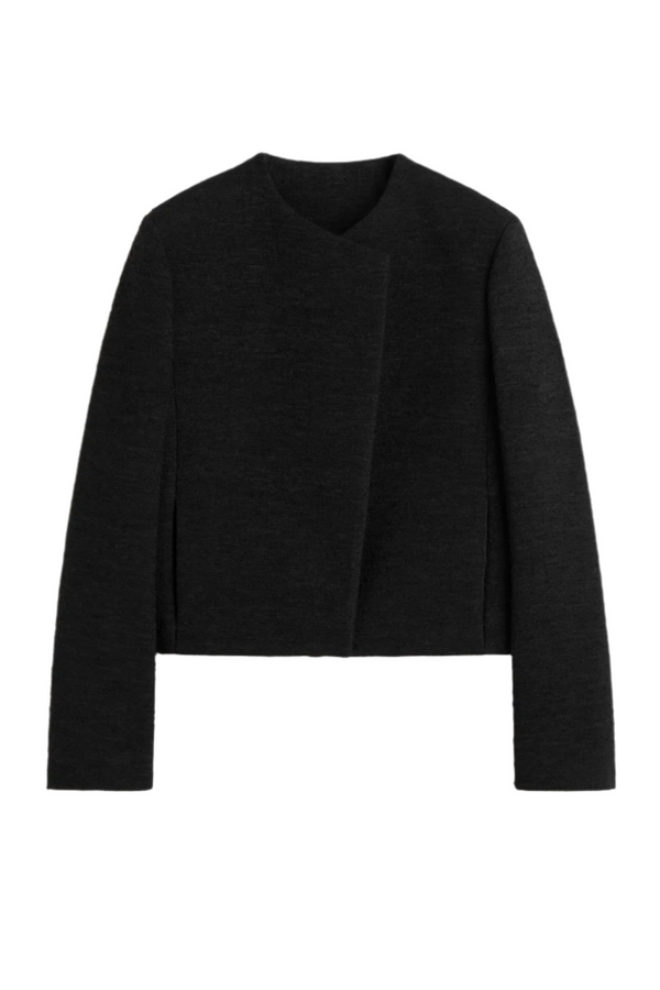 Cropped Bouclé  Jacket - Black