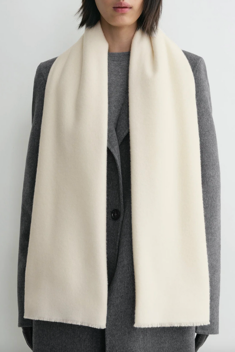 Wide Classic Wool Scarf - Ivory