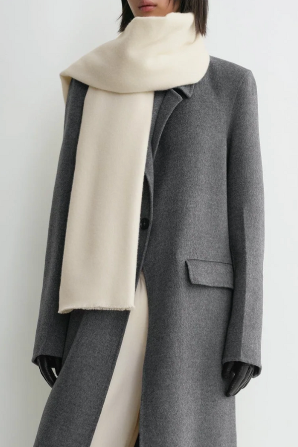 Wide Classic Wool Scarf - Ivory