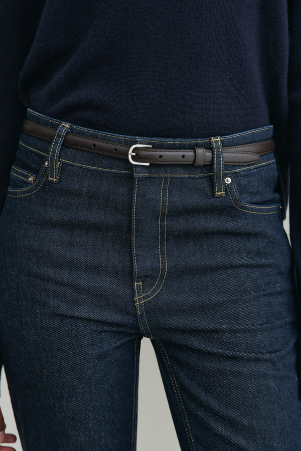 Thin Leather Trouser Belt - Bark