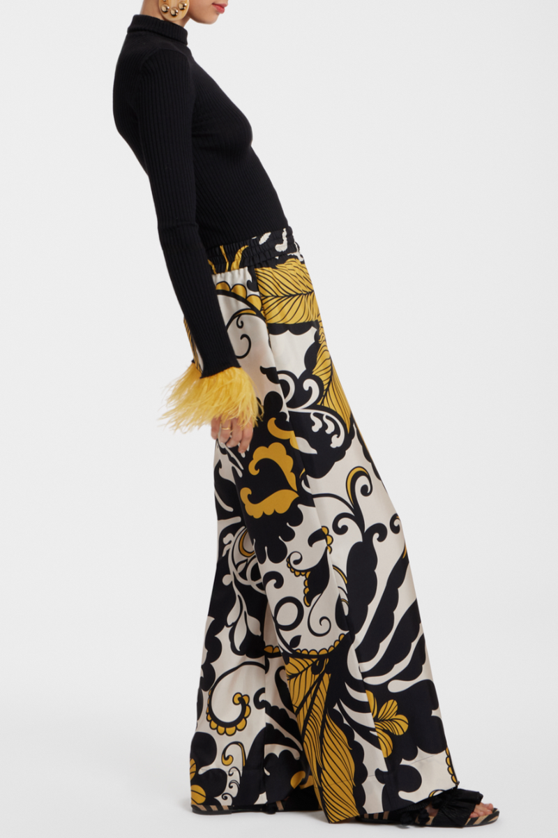 Palazzo Pants - Marea Black & White in Silk Twill