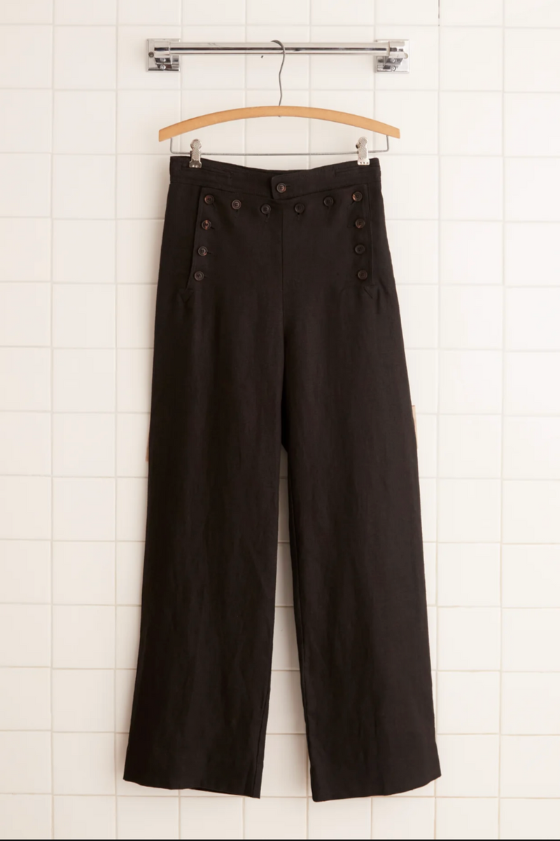 Linen Sailor Trouser - Black