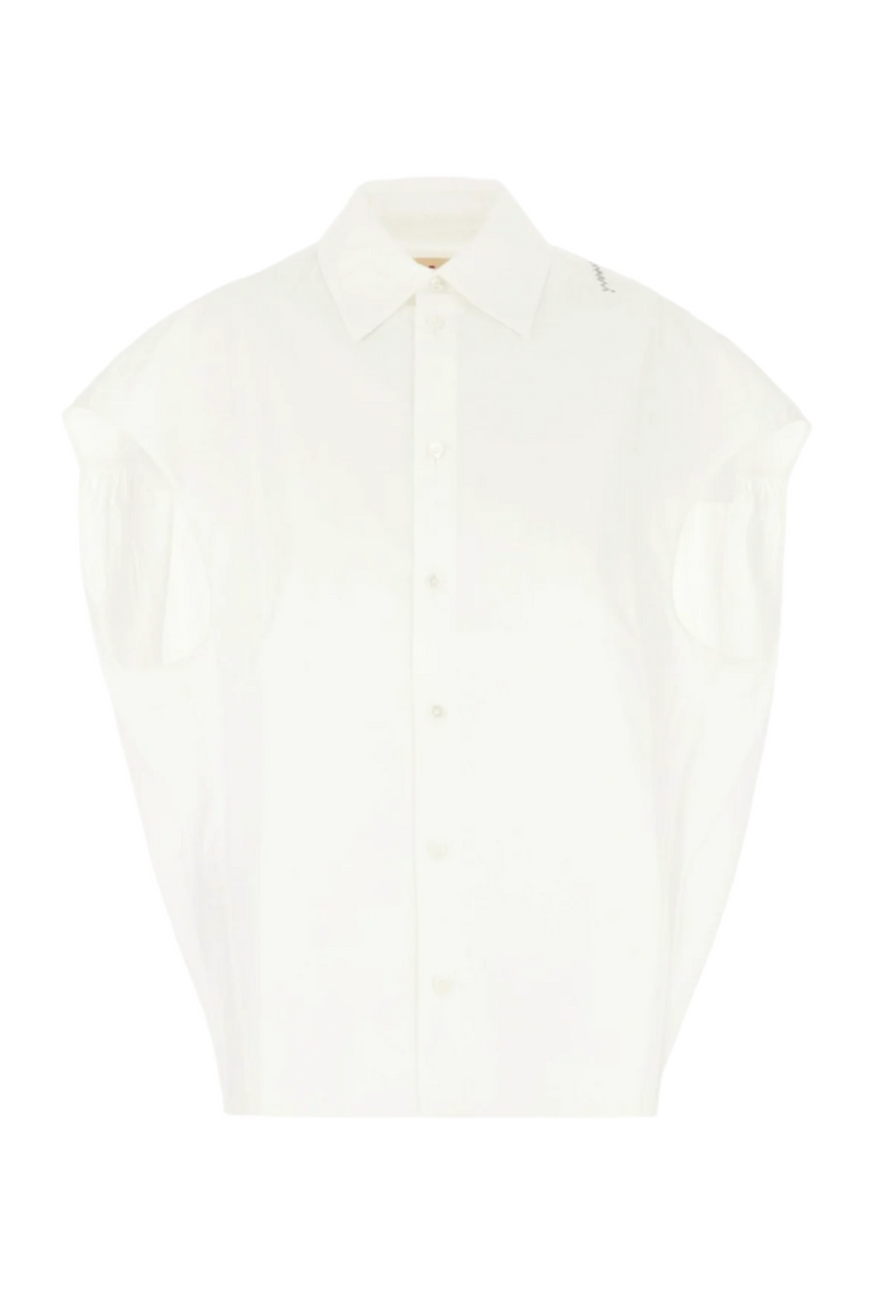 Poplin Cocoon Sleeveless Shirt - Lily White