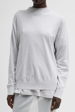 Superfine Gauge Perfect Mens Pullover - Light Heather Grey