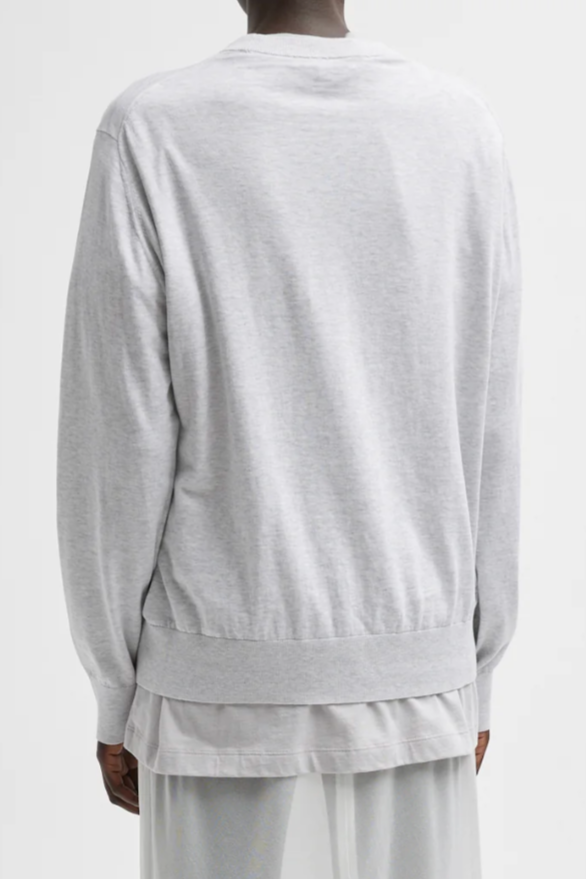 Superfine Gauge Perfect Mens Pullover - Light Heather Grey