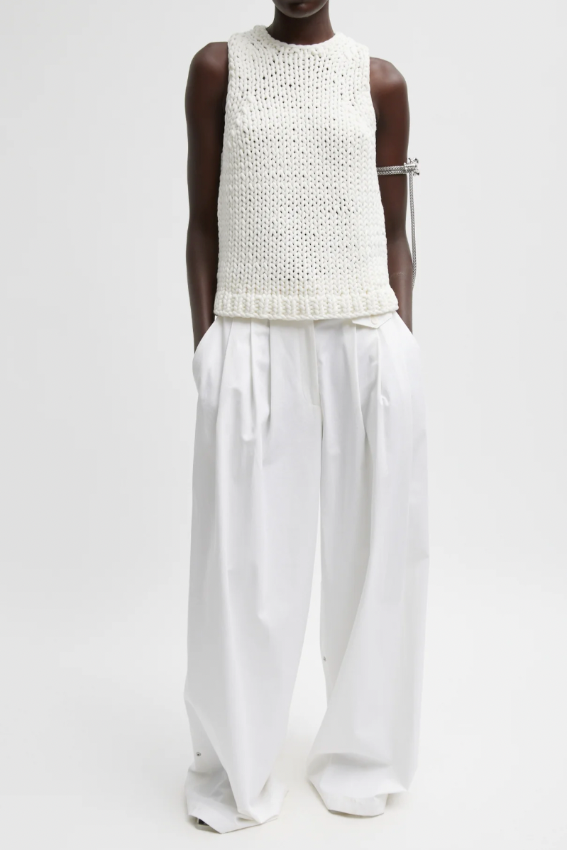 Deluxe Tube Yarn Sweater Tank - White