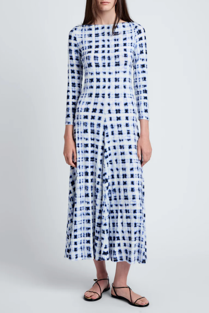 Jen Dress in Printed Jersey - Indigo Multi