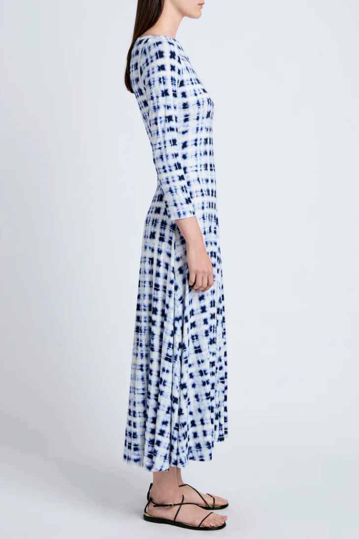 Jen Dress in Printed Jersey - Indigo Multi