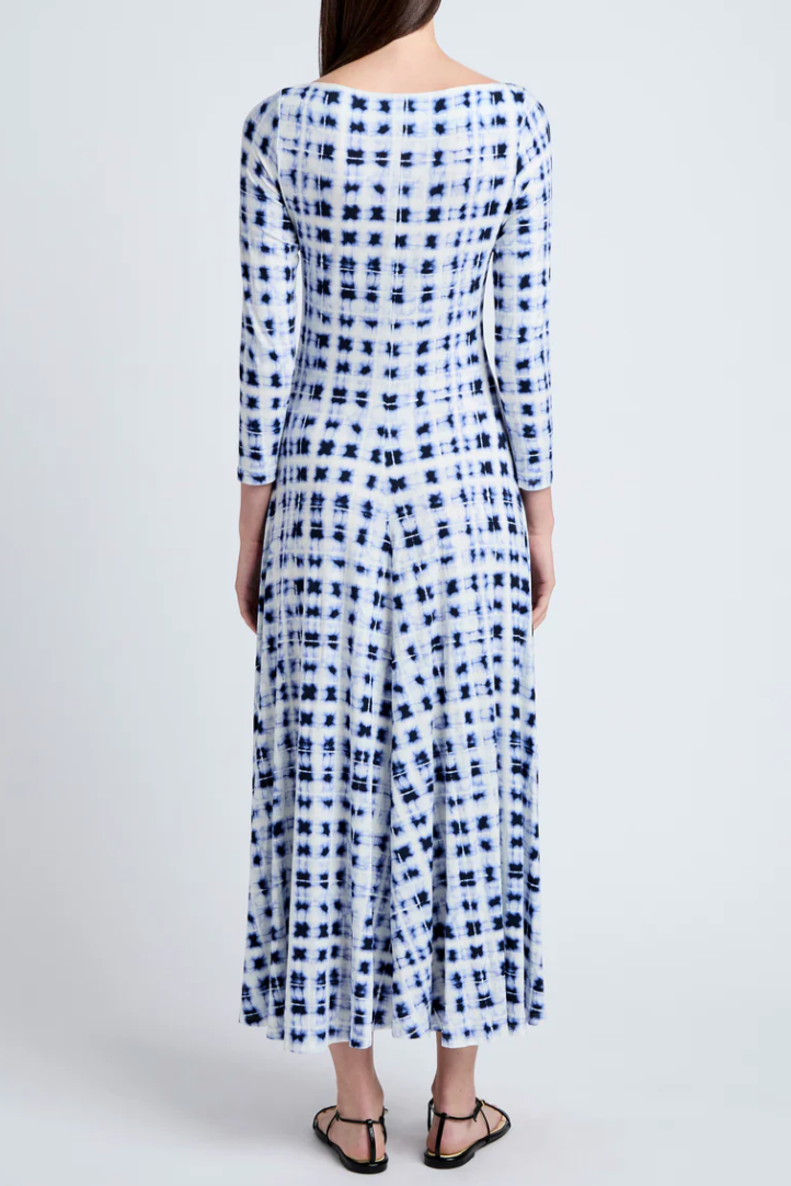 Jen Dress in Printed Jersey - Indigo Multi