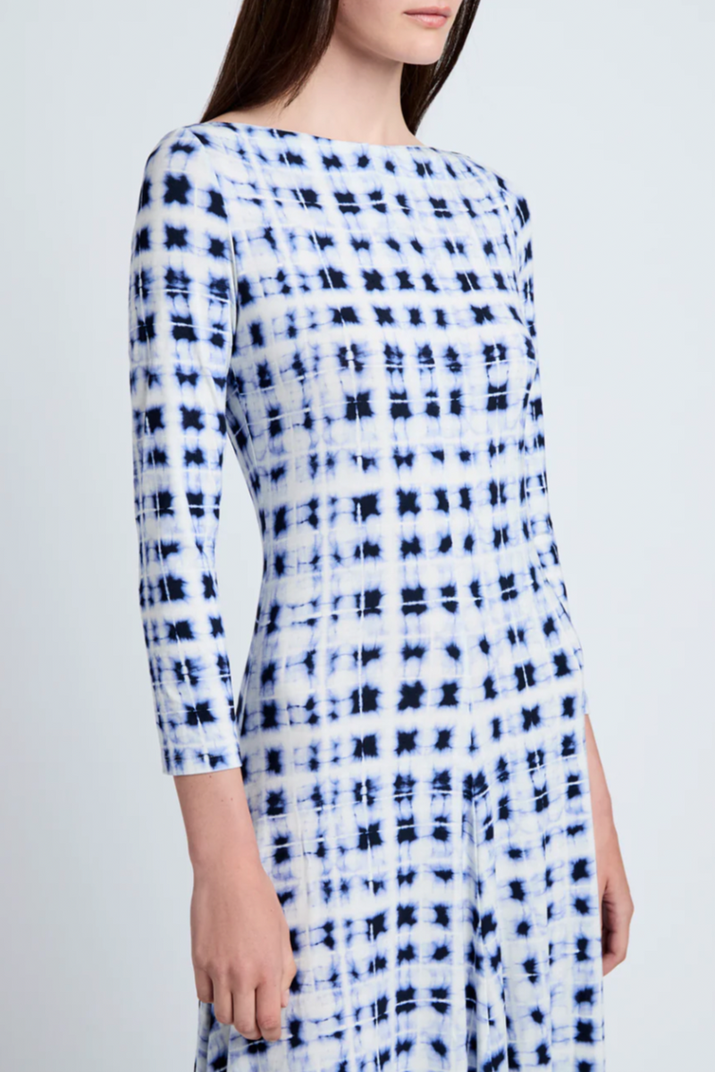 Jen Dress in Printed Jersey - Indigo Multi