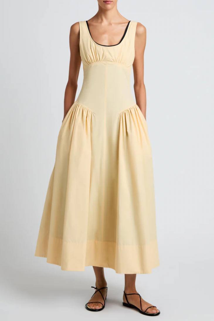 Kendall Dress in Tech Cotton - Light Wheat