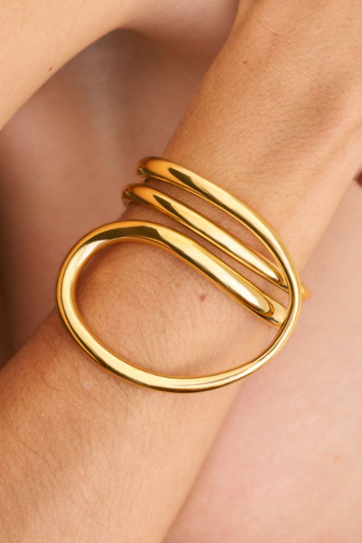 Small Round Trip Cuff Bracelet - Gold Vermeil