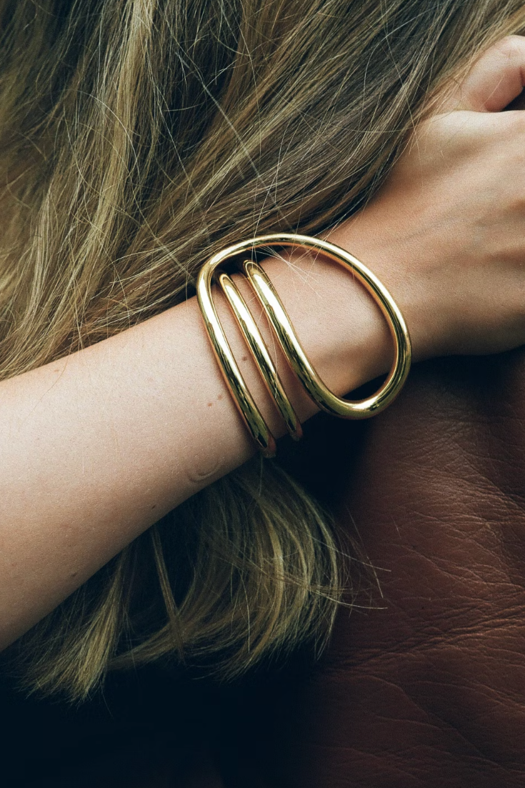 Small Round Trip Cuff Bracelet - Gold Vermeil