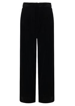 Wide Leg Pants With Belt - Black