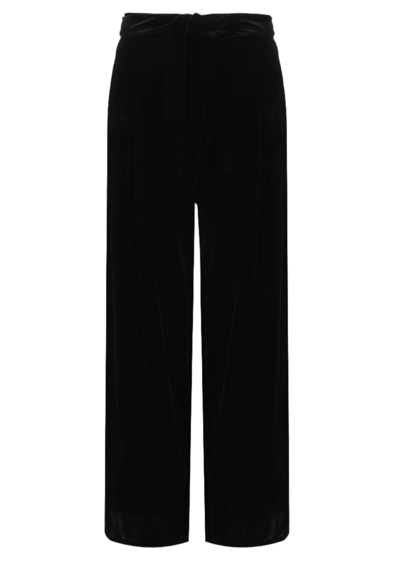 Wide Leg Pants With Belt - Black