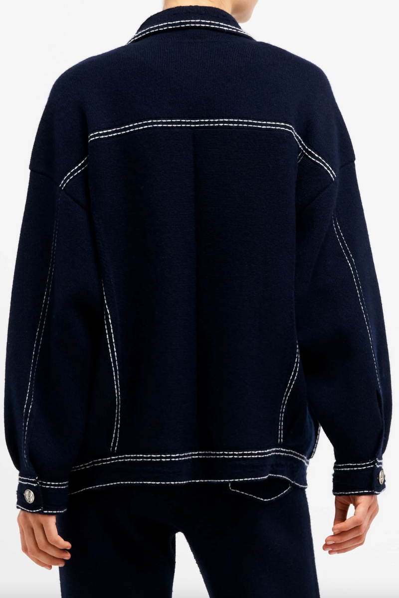 Cashmere Oversized "Denim" Jacket - Navy Whipstitch