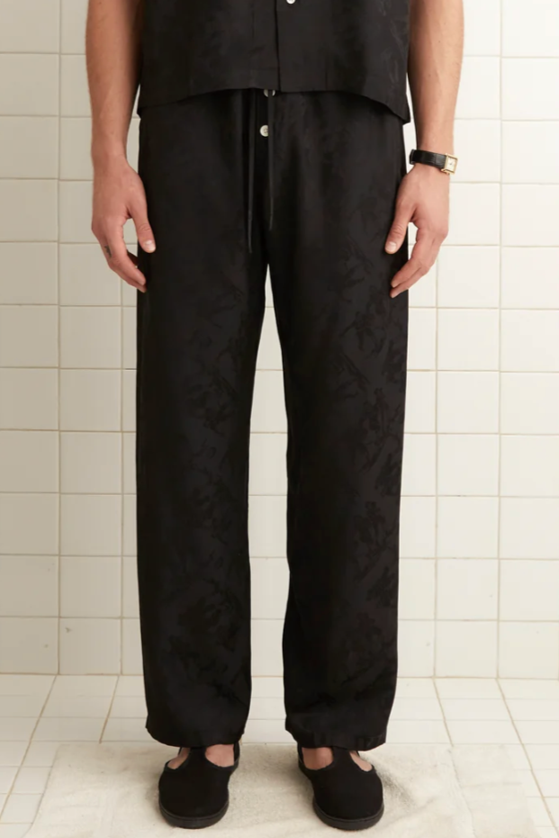 Football Jacquard Pajama Pants - Black