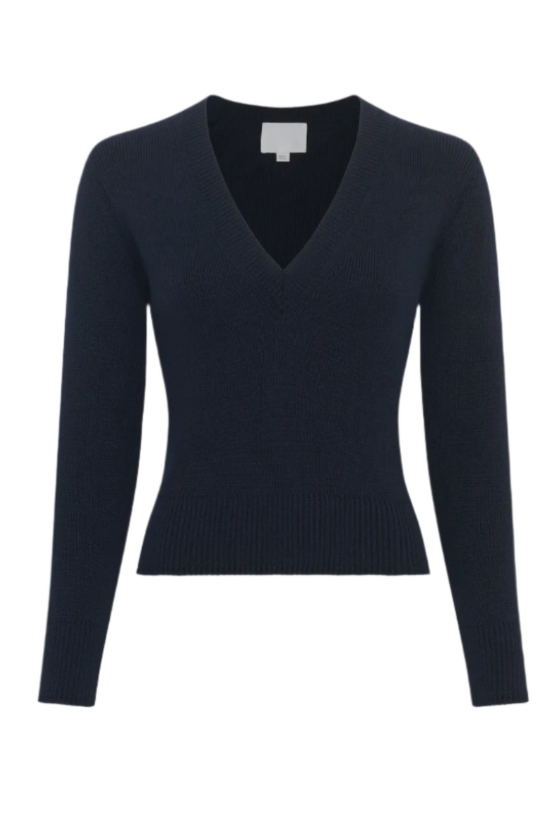 Full Knit V-Neck Sweater - Midnight