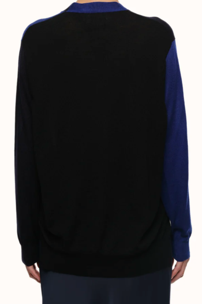 Adrian V Neck Cardigan in Merino - Sapphire