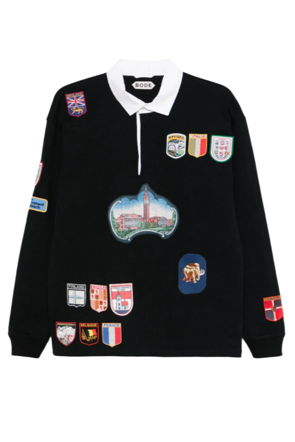 Multi-Patch Rugby Shirt - Black