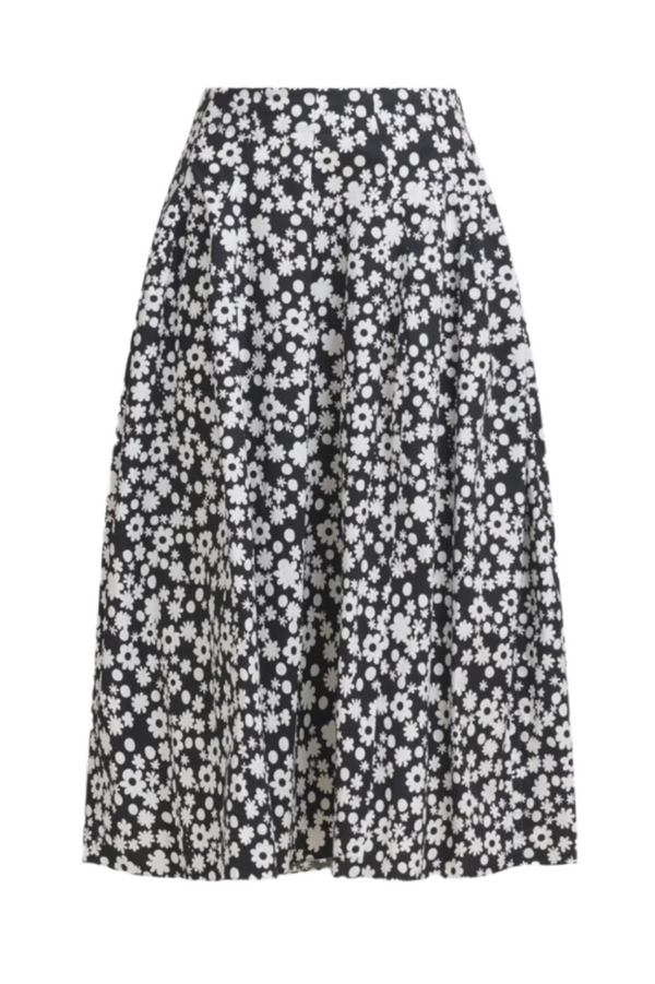 Poplin Midi Skirt - Black Pop