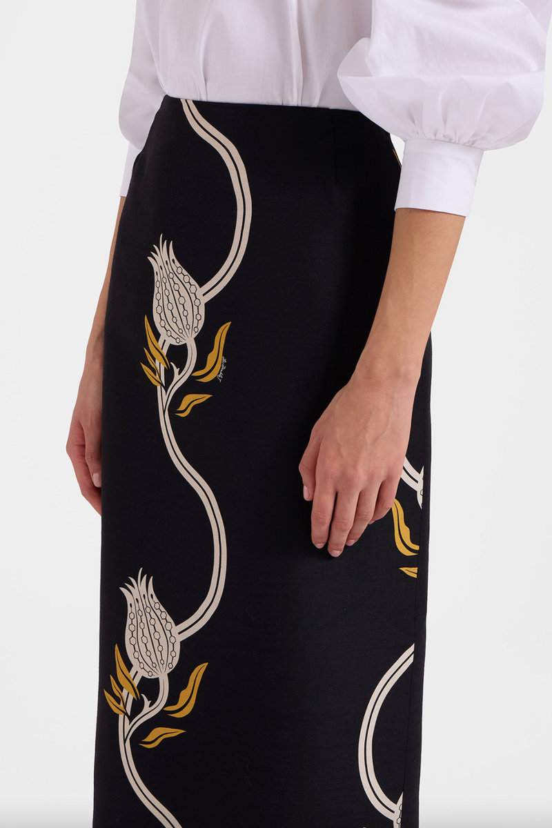 Pencil Skirt - Melograno Black & White in Cady Wool