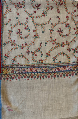 Cashmere Embroidered Shawl - Beige/Multi