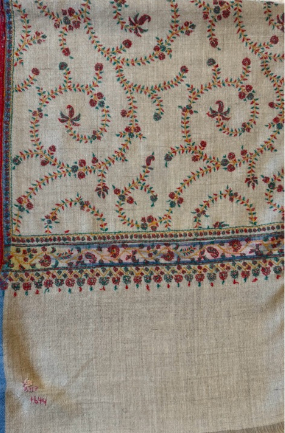 Cashmere Embroidered Shawl - Beige/Multi