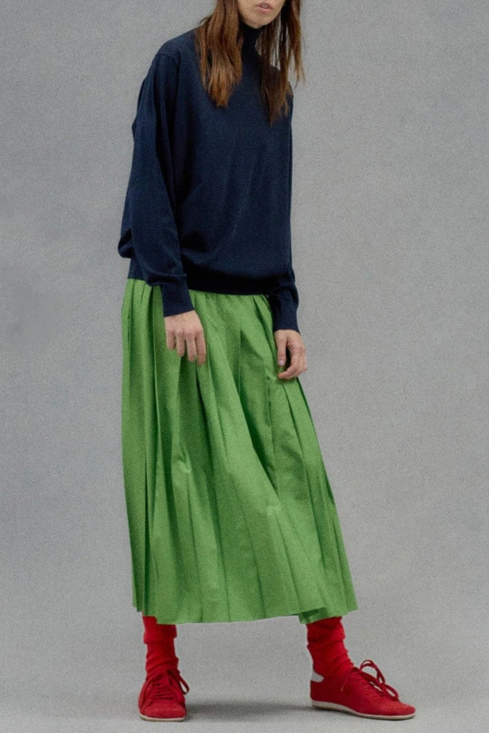 Nylon Pleated Pull On Skirt - Lime