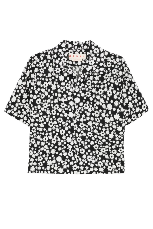 Poplin Short Sleeve Bowling Shirt - Black Pop