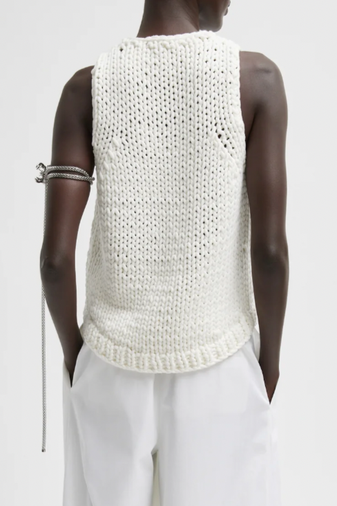 Deluxe Tube Yarn Sweater Tank - White