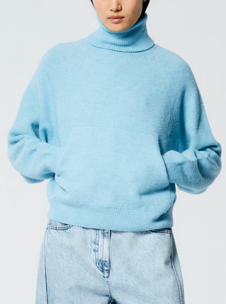 Turtleneck Easy Pullover - Maldives Blue