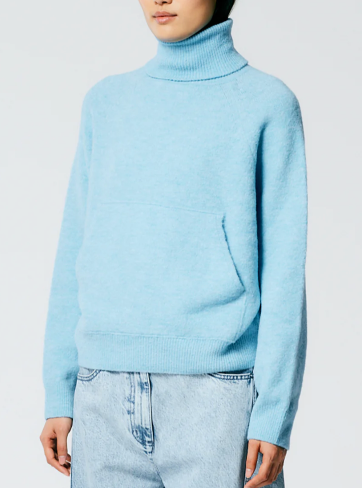 Turtleneck Easy Pullover - Maldives Blue