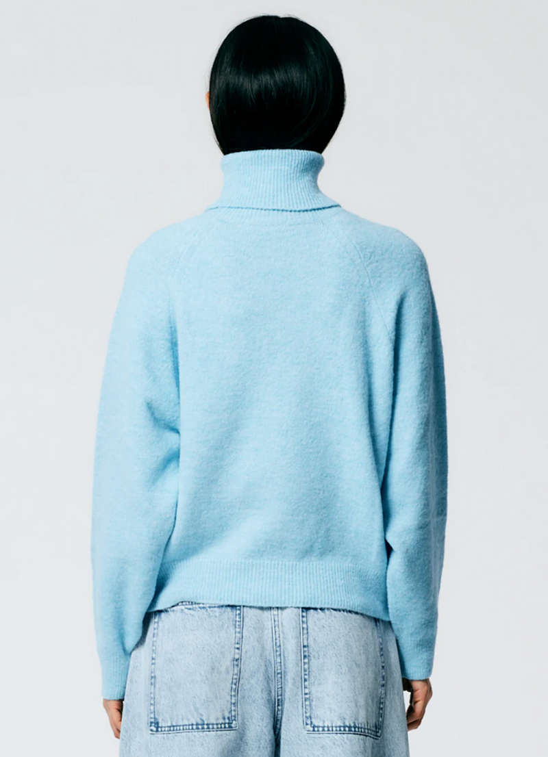 Turtleneck Easy Pullover - Maldives Blue