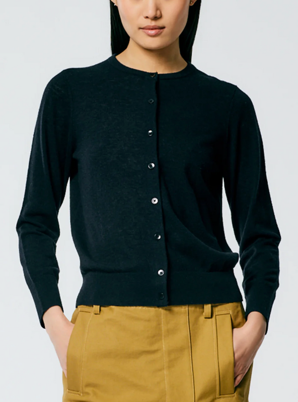 Skinlike Mercerized Wool Cardigan - Navy